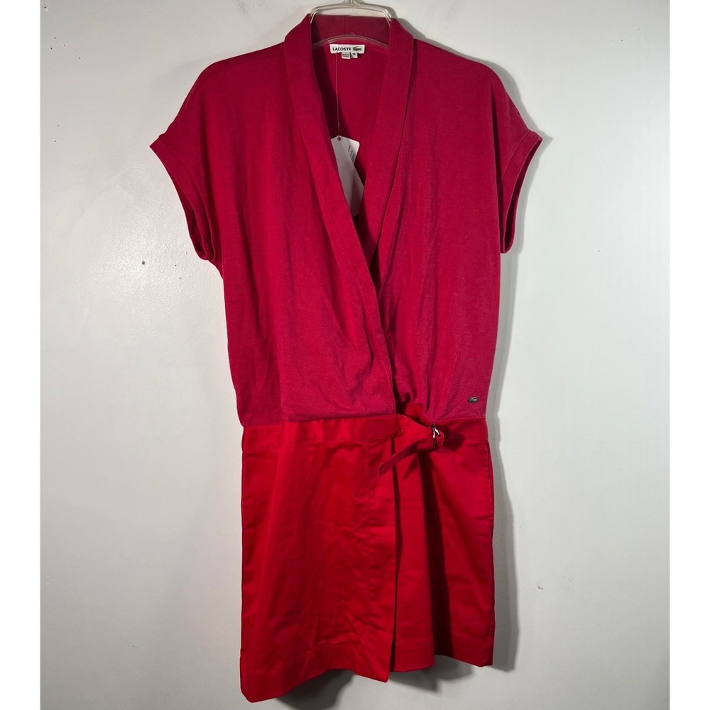 Womens‎ Lacoste Coccinelle Chine/Imperial Wrap Dress Short Sleeve Red 6 NWT